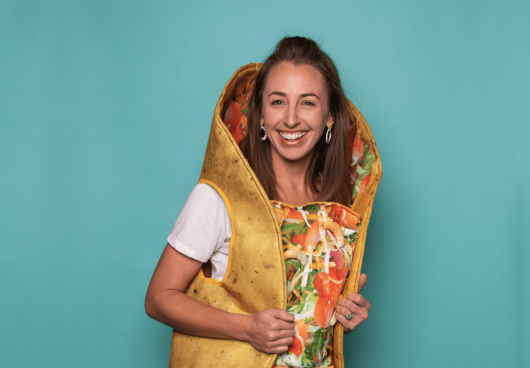 Val in a taco costume