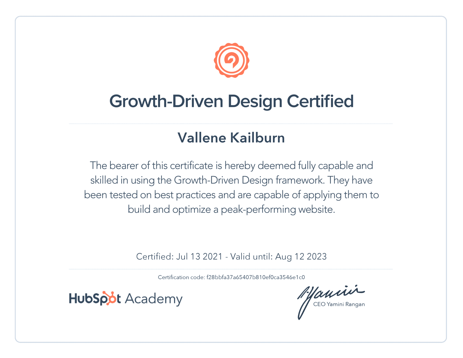Growth Driven Design Certification